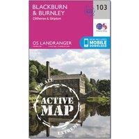 Landranger Active 103 Blackburn & Burnley, Clitheroe & Skipton Map With Digital Version, Pink