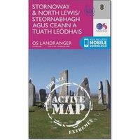 Landranger Active 8 Stornoway & North Lewis Map With Digital Version, Pink