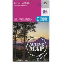 Landranger Active 15 Loch Assynt, Lochinver & Kylesku Map With Digital Version, Pink