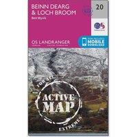 Landranger Active 20 Beinn Dearg & Loch Broom Map With Digital Version, Pink