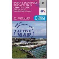 Landranger Active 31 Barra & South Uist, Vatersay & Eriskay Map With Digital Version, Pink
