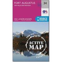 Landranger Active 34 Fort Augustus, Glen Roy & Glen Moriston Map With Digital Version, Pink