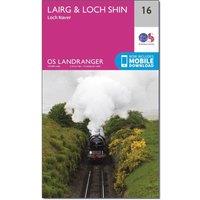 Landranger 16 Lairg & Loch Shin, Loch Naver Map With Digital Version, Pink