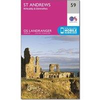 Landranger 59 St Andrews, Kirkcaldy & Glenrothes Map With Digital Version, Pink