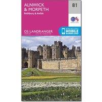 Landranger 81 Alnwick & Morpeth, Rothbury & Amble Map With Digital Version, Pink