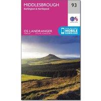 Landranger 93 Middlesbrough, Darlington & Hartlepool Map With Digital Version, Pink