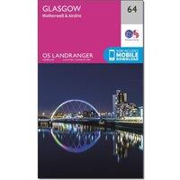 Landranger 64 Glasgow, Motherwell & Airdrie Map With Digital Version, Pink