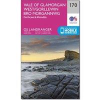 Landranger 170 Vale of Glamorgan, Rhondda & Porthcawl Map With Digital Version, Pink