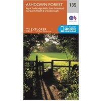 Explorer 135 Ashdown Forest Map With Digital Version, Orange