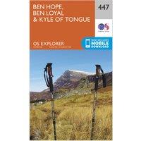 Explorer 447 Ben Hope, Ben Loyal & Kyle of Tongue Map With Digital Version, Orange