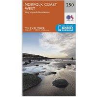 Explorer 250 Norfolk Coast West Map With Digital Version, Orange