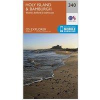 Explorer 340 Holy Island & Bamburgh Map With Digital, Orange