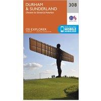 Explorer 308 Durham & Sunderland Map With Digital Version, Orange
