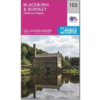 Landranger 103 Blackburn & Burnley, Clitheroe & Skipton Map With Digital Version, Pink
