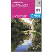 OS Landranger 111 Sheffield & Doncaster, Rotherham, Barnsley & Thorne Map, Pink