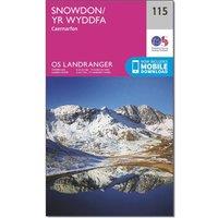 OS Landranger 115 Snowdon & Caernarfon Map, Pink