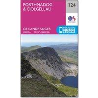 OS Landranger 124 Porthmadog & Dolgellau Map, Pink