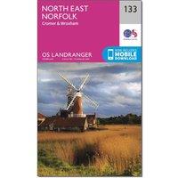 OS Landranger 133 North East Norfolk, Cromer & Wroxham Map, Pink