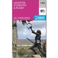 Landranger 140 Leicester, Coventry & Rugby Map With Digital Version, Pink