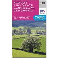 OS Landranger 148 Presteigne & Hay-on-Wye / Llanandras a'r Gelli Gandryll Map, Pink