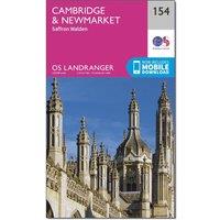 Landranger 154 Cambridge & Newmarket, Saffron Walden Map With Digital Version, Pink