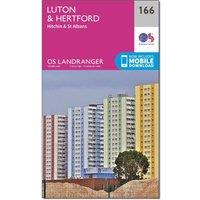 Landranger 166 Luton, Hertford, Hitchin & St Albans Map With Digital Version, Pink
