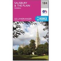Landranger 184 Salisbury & The Plain, Amesbury Map With Digital Version, Pink