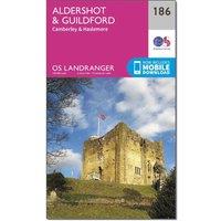 Landranger 186 Aldershot & Guildford, Camberley & Haslemere Map With Digital Version, Pink