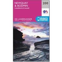 Landranger 200 Newquay & Bodmin, Camelford & St Austell Map With Digital Version, Pink
