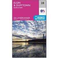 Landranger 28 Elgin, Dufftown, Buckie & Keith Map With Digital Version, Pink