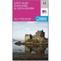 Landranger 33 Loch Alsh, Glen Shiel & Loch Hourn Map With Digital Version, Pink