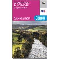 Landranger 36 Grantown, Aviemore & Cairngorm Mountains Map With Digital Version, Pink