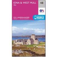 Landranger 48 Iona & West Mull, Ulva Map With Digital Version, Pink