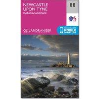 Landranger 88 Newcastle upon Tyne, Durham & Sunderland Map With Digital Version, Pink