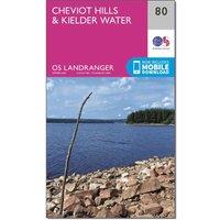 Landranger 80 Cheviot Hills & Kielder Water Map, Pink