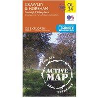 Explorer OL 34 Active D Crawley & Horsham Map, Orange