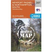Explorer Active 207 Newport Pagnell & Northampton South Map With Digital Version, Orange