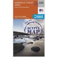 Explorer Active 250 Norfolk Coast West Map With Digital Version, Orange