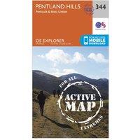 Explorer Active 344 Pentland Hills Map With Digital Version, Orange