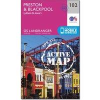 Landranger Active 102 Preston & Blackpool, Lytham Map With Digital Version, Pink