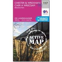Landranger Active 117 Chester & Wrexham, Ellesmere Port Map With Digital Version, Pink