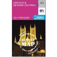 Landranger Active 121 Lincoln & Newark-on-Trent Map With Digital Version, Pink