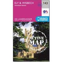 Landranger Active 143 Ely & Wisbech, Downham Market Map With Digital Version, Pink