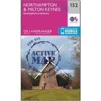 Landranger Active 152 Northampton, Milton Keynes, Buckingham & Daventry Map With Digital Version, Pink
