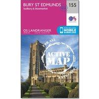 Landranger Active 155 Bury St Edmunds, Sudbury & Stowmarket Map With Digital Version, Pink