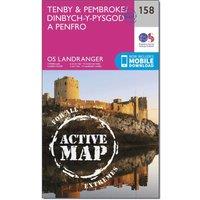 Landranger Active 158 Tenby & Pembroke Map With Digital Version, Pink