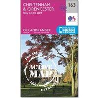 Landranger Active 163 Cheltenham & Cirencester, Stow-on-the-Wold Map With Digital Version, Pink