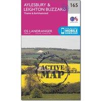 Landranger Active 165 Aylesbury, Leighton Buzzard, Thame & Berkhamstead Map With Digital Version, Pink