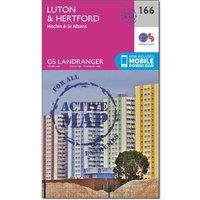 Landranger Active 166 Luton, Hertford, Hitchin & St Albans Map With Digital Version, Pink