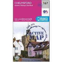 Landranger Active 167 Chelmsford, Harlow & Bishop's Stortford Map With Digital Version, Pink